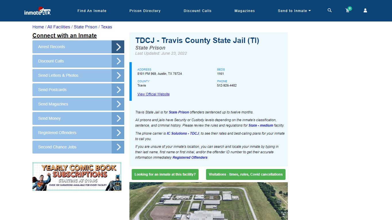 TDCJ - Travis County State Jail (TI) & Inmate Search - Austin, TX